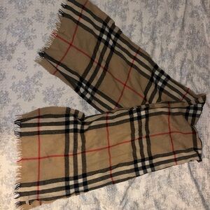 Burberry Tan, Black & Red Classic Check Scarf